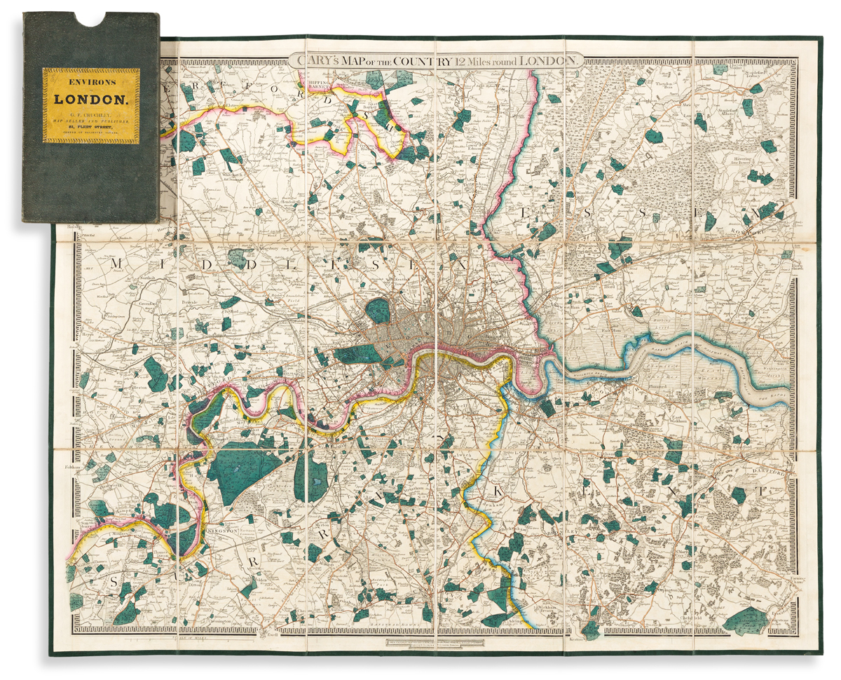 (LONDON.) Cary (family); sold by G.F. Cruchley. Carys Map of the Country 12 Miles Round London.